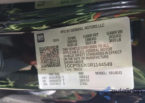 2024 Chevrolet Colorado 4Wd Trail Boss from USA, damaged, VIN 1GCPTEEK5R1144549